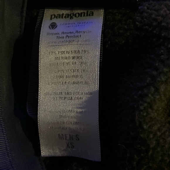Patagonia Khaki/Olive Green and Gray Quarter-Zip Fleece pullover Men’s XS - Picture 5 of 7